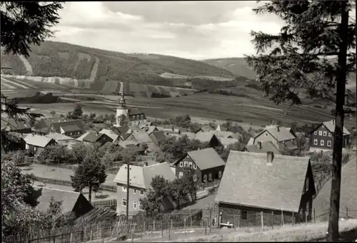 Ak Meura im Thüringer Wald, Blick über den Ort, Kirche