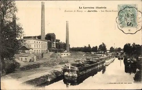 Ak Jarville Meurthe et Moselle, Fabrik, Frachtschiff