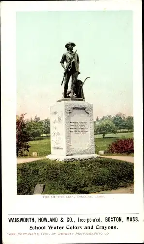 Ak Concord Massachusetts USA, Das Minute Man Monument