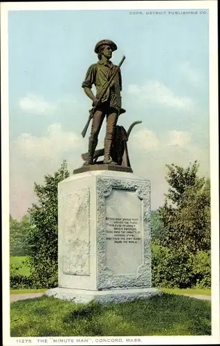 Ak Concord Massachusetts USA, Das Minute Man Monument