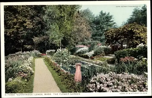 Ak Lenox Massachusetts USA, Sunnyfridge, The Flower Garden