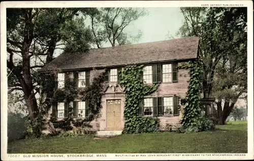 Ak Stockbridge Massachusetts USA, altes Missionshaus
