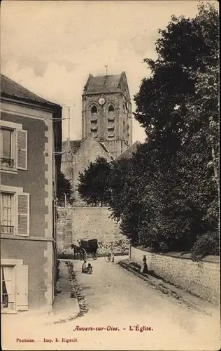 Ak Auvers sur Oise Val d'Oise, Blick zur Kirche