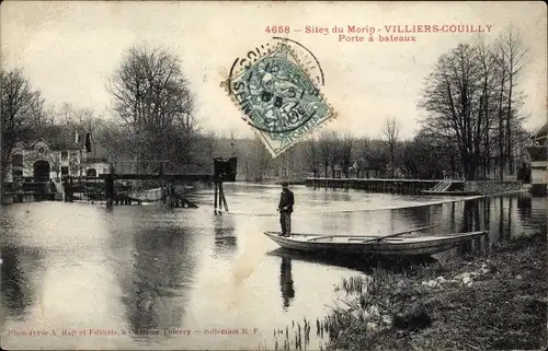 Ak Villiers Couilly Seine et Marne, Bootstür
