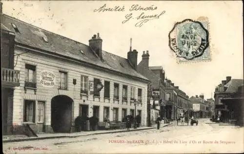 Ak Forges les Eaux Seine Maritime, Hotel du Lion d'Or, Route de Serqueux