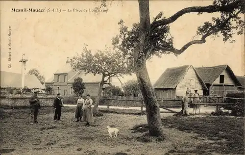 Ak Mesnil Mauger Seine Maritime, La Place de Louvicamp