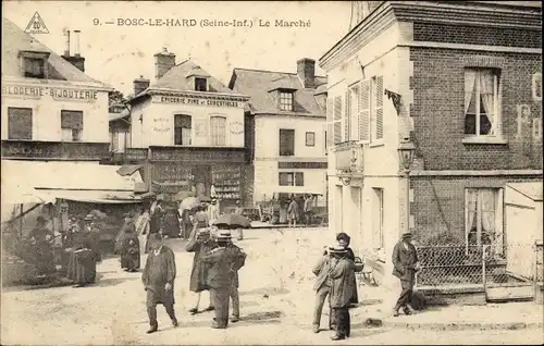 Ak Bosc le hard Seine Maritime, Le Marche, Lebensmittelgeschäft, Uhrmacherei