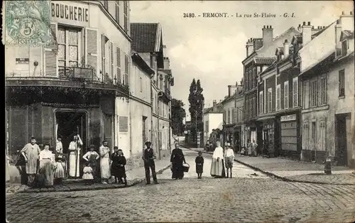 Ak Ermont Val d'Oise, Rue St. Flaive, Metzger