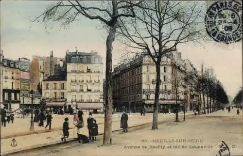 Ak Neuilly sur Seine Hauts de Seine, Avenue de Neuilly, Rue de Sablonville