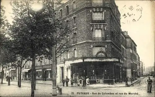 Ak Puteaux Hauts de Seine, Rue de Colombes, Rue du Marche