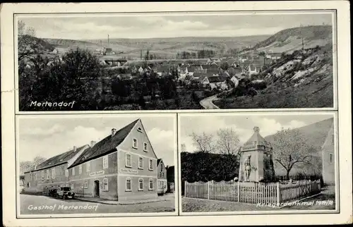 Ak Mertendorf im Burgenlandkreis, Gasthof, Kriegerdenkmal, Totalansicht