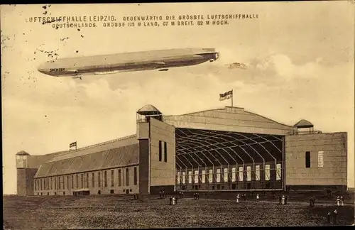 Ak Leipzig in Sachsen, Luftschiffhalle, Zeppelin LZ 17 Sachsen