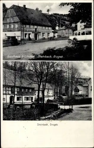 Ak Steinbach Jöhstadt im Erzgebirge Sachsen, Gasthaus 6 Linden