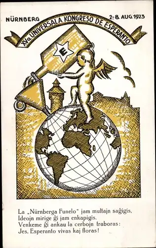Künstler Ak Nürnberg, XVa Universala Kongreso de Esperanto 1923, Nürnberga Funelo