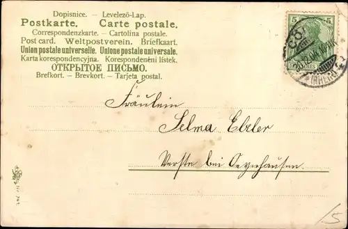 Künstler Litho Mailick, Glückwunsch Neujahr, Ehepaar, Sektglas