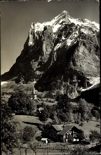 Ak Grindelwald Kanton Bern, Kirche, Wetterhorn