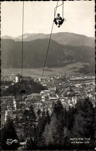 Ak Kufstein in Tirol, Totalansicht, Kaiser-Lift