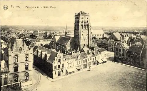 Ak Furnes Veurne Westflandern, Panorama de la Grand'Place