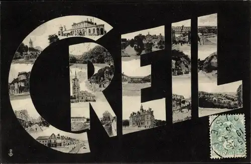 Ak Creil-Oise, Schloss, Rathaus, Kirche