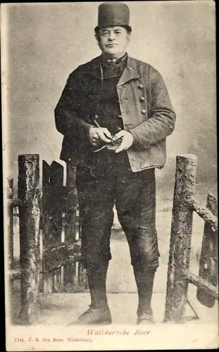 Ak Walcheren Zeeland, Bauer in niederländischer Volkstracht