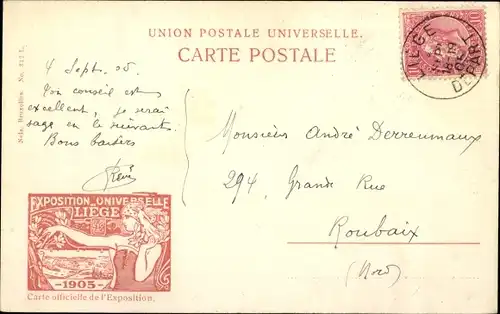 Postkarte Lüttich Lüttich Wallonien, Weltausstellung 1905, Pavillon von Tunesien