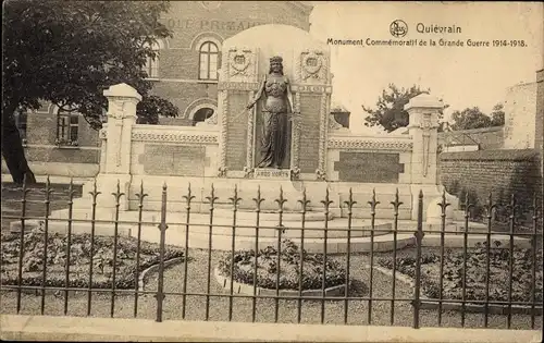 Ak Quiévrain Wallonien Hennegau, Denkmal für den Ersten Weltkrieg