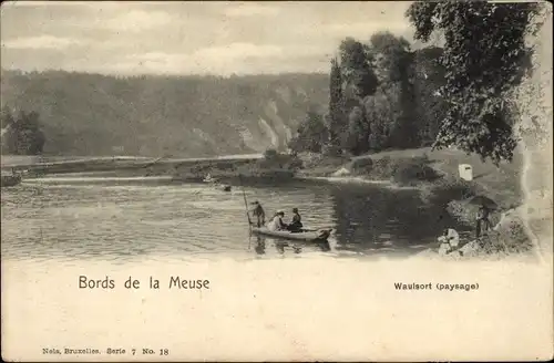 Ak Waulsort Hastière Wallonie Namur, Landschaft, Ufer der Maas