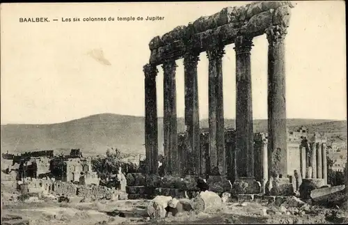 Ak Baalbek Libanon, Die sechs Säulen des Jupitertempels