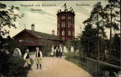 Ak Skansen Stockholm Schweden, Höganloft och Bredablick