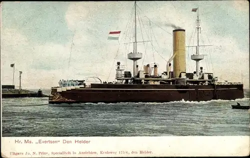 Ak Den Helder Nordholland, Niederländisches Kriegsschiff, Hr.Ms. Evertsen