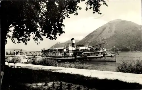 Ak Nagymaros Ungarn, Fluss, Dampfer, Brücke