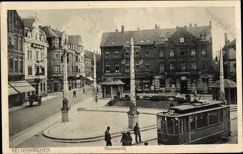 Ak Gelsenkirchen im Ruhrgebiet, Neumarkt, Straßenbahn