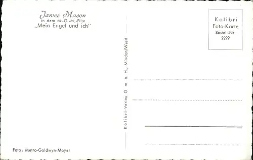 Ak Schauspieler James Mason,  Portrait, mein Engel und ich