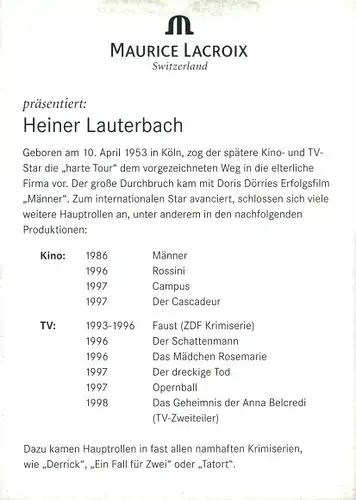 Ak Schauspieler Heiner Lauterbach, Portrait, Autogramm, Filmographie