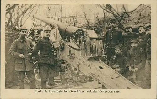 Ak Eroberte französische Geschütze auf der Cote Lorraine, I WK