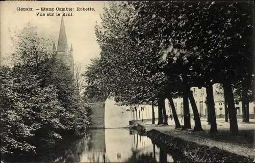 Ak Ronse Ronse Ronse Ostflandern, Etang Cambier Robette, Blick auf den Brul