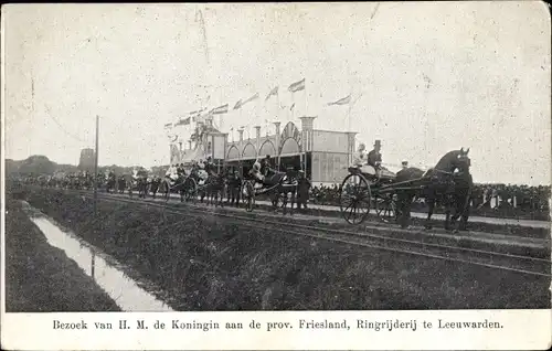 Ak Leeuwarden Friesland Niederlande, Besuch Königin Wilhelmina, Ringreiten