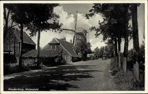 Ak Woudenberg Utrecht Niederlande, Straße, Windmühle