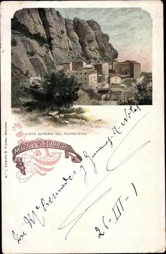 Ak Montserrat Katalonien, Gesamtansicht des Klosters