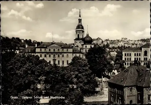 Ak Greiz im Vogtland, Unteres Schloss, Stadtkirche