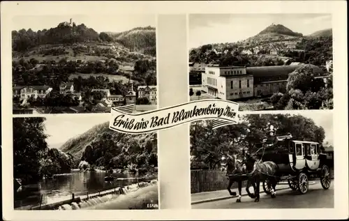 Ak Bad Blankenburg in Thüringen, Postkutsche, Blick auf den Ort