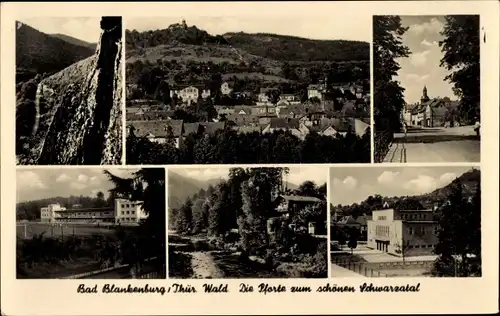 Ak Bad Blankenburg in Thüringen, Burg Greifenstein, Stadthalle, Schweizerhaus, Schwarzatal