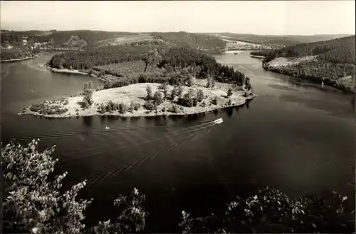 Ak Saale Orla Kreis, Bleilochtalsperre, Saaletalsperre, Stausee, Rundblick vom Heinreichstein