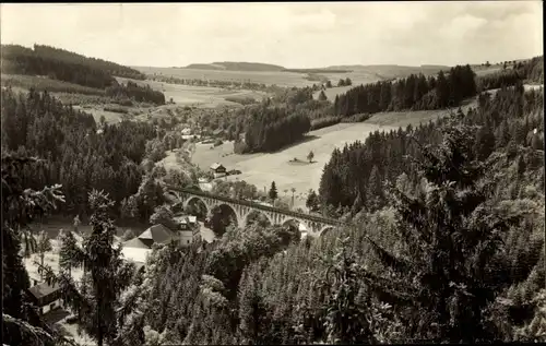 Ak Wurzbach im Saale Orla Kreis, Viadukt im Sormitzgrund, Eisenbahnbrücke, Blick vom Charlottenfels