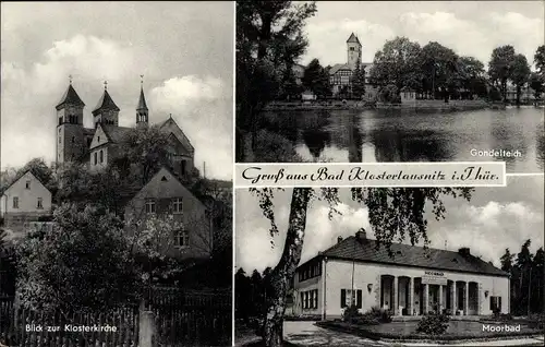 Ak Bad Klosterlausnitz in Thüringen, Klosterkirche, Moorbad, Gondelteich