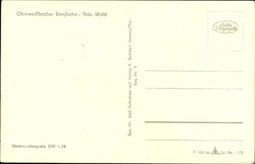 Ak Oberweißbach im Weißbachtal Thüringen, Oberweißbacher Bergbahn