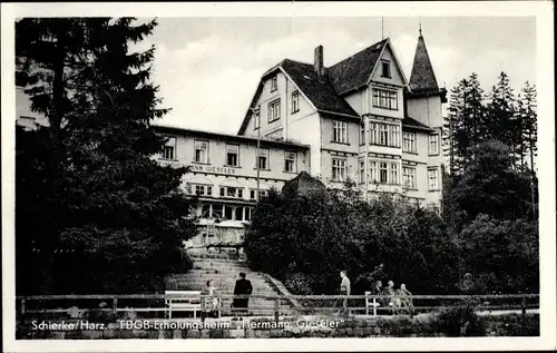 Ak Schierke Wernigerode am Harz, FDGB Erholungsheim Hermann Gieseler