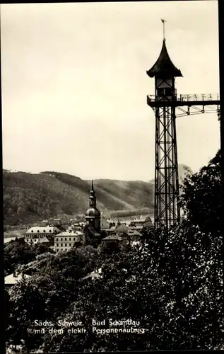 Ak Bad Schandau Sächsische Schweiz, elektrischer Personenaufzug