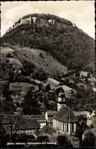 Ak Königstein an der Elbe Sächsische Schweiz, Stadt, Kirche, Festung Königstein