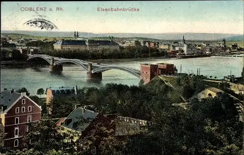 Ak Koblenz am Rhein, Eisenbahnbrücke